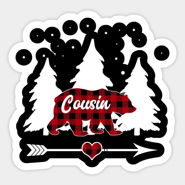 Cousin Bear Buffalo Red Plaid Matching Family Christmas Sticker by Soema